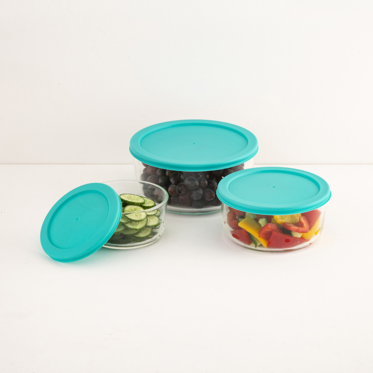 Wellness Transparent Glass Storage Container With Lid - 1.6L + 640 ml + 470 ml - Set of 3