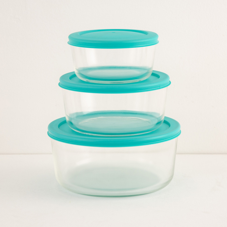 Wellness Transparent Glass Storage Container With Lid - 1.6L + 640 ml + 470 ml - Set of 3