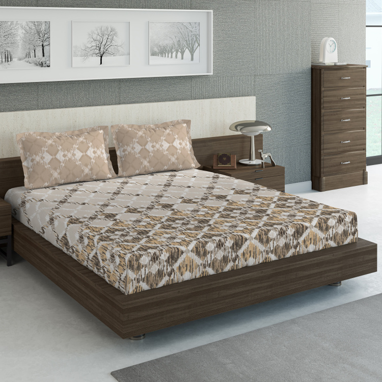 D'DECOR Vista Collection Printed 3-Pc. Double Bedsheet Set - 2.29 x 2.74 m