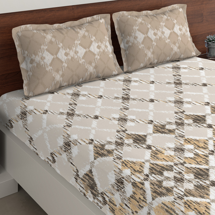 D'DECOR Vista Collection Printed 3-Pc. Double Bedsheet Set - 2.29 x 2.74 m