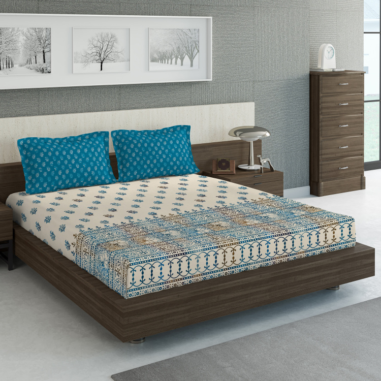 D'DECOR Vista Collection Printed 3-Pc. Double Bedsheet Set - 2.29 x 2.74 m
