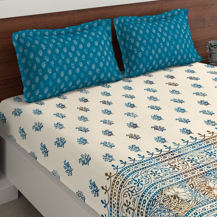 D'DECOR Vista Collection Printed 3-Pc. Double Bedsheet Set - 2.29 x 2.74 m
