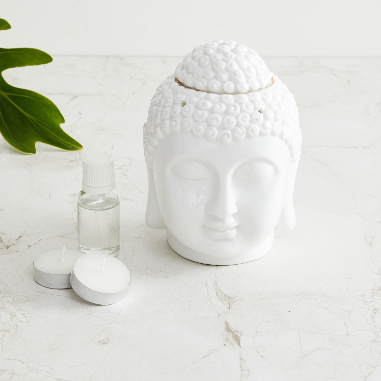 Marshmallow Ceramic Buddha Oil Burner Set