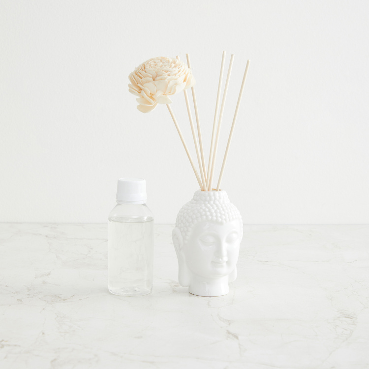 Marshmallow Ceramic Buddha Lily Reed Diffuser Set