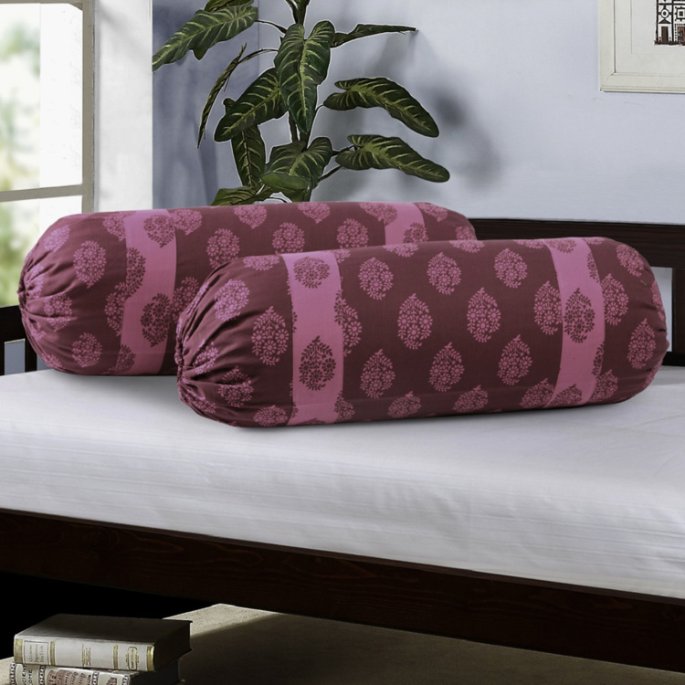 SWAYAM Printed Bolster Covers- Set of 2 - 38 X 76 cm