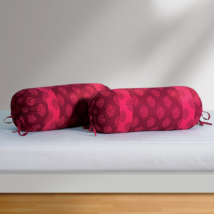 SWAYAM Printed Bolster Covers- Set of 2 - 38 X 76 cm