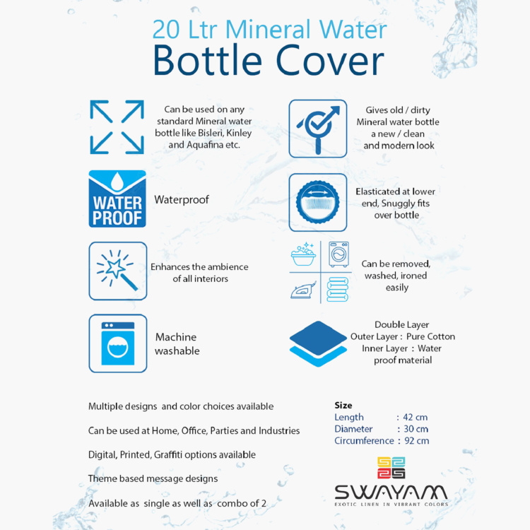 SWAYAM Printed Water Dispenser Bottle Cover