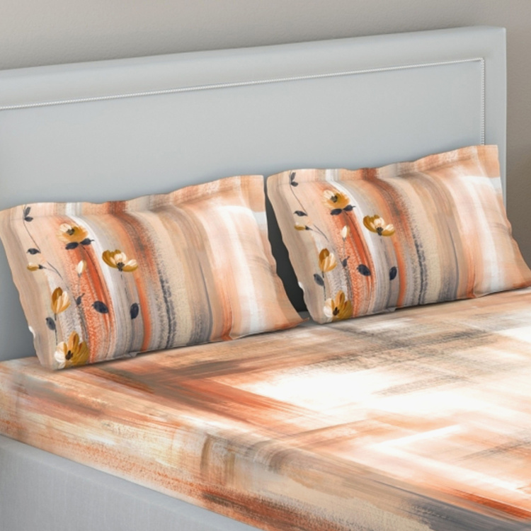 D'DECOR Elemental Printed 3-Piece Queen-Size Bedsheet Set - 274 x 229 cm
