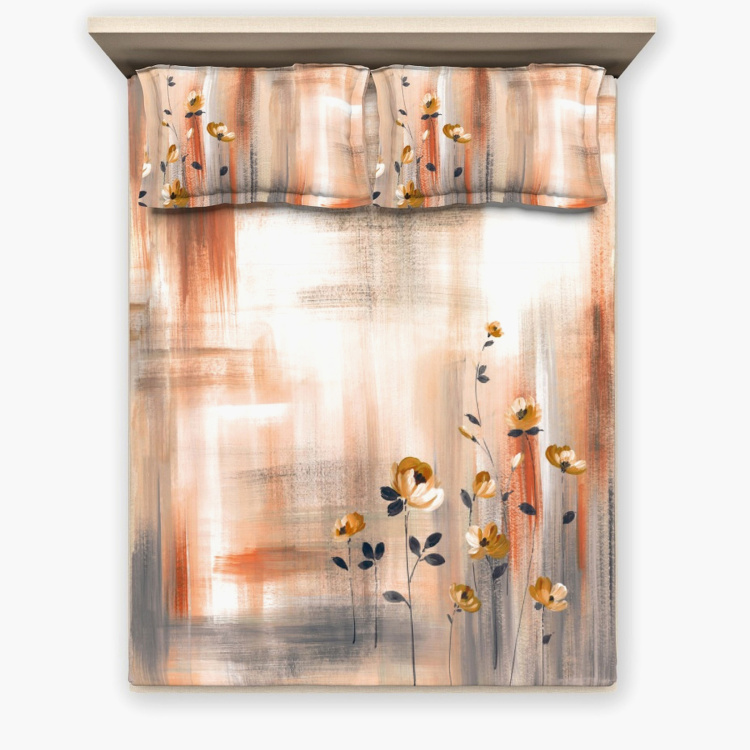 D'DECOR Elemental Printed 3-Piece Queen-Size Bedsheet Set - 274 x 229 cm