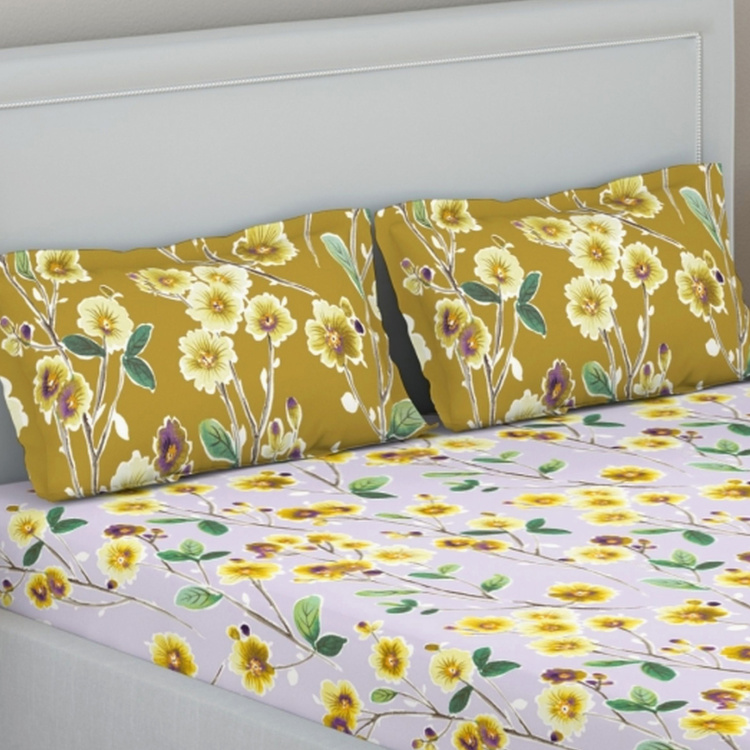 D'DECOR Elemental Printed 3-Pc. King Size Bedsheet Set - 229 x 274 cm