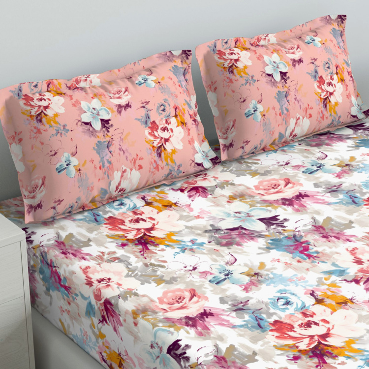 D'DECOR Primary Printed 3-Piece Double Bedsheet Set - 229 x 274 cm