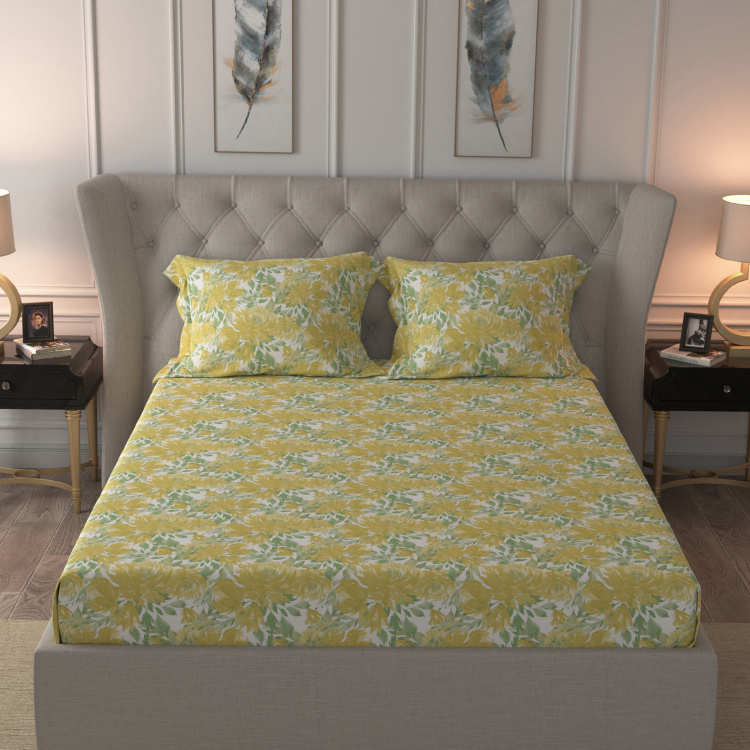 MASPAR Gardenia Floryn Printed 3-Piece King Size Bedsheet Set - 275 x 275 cm