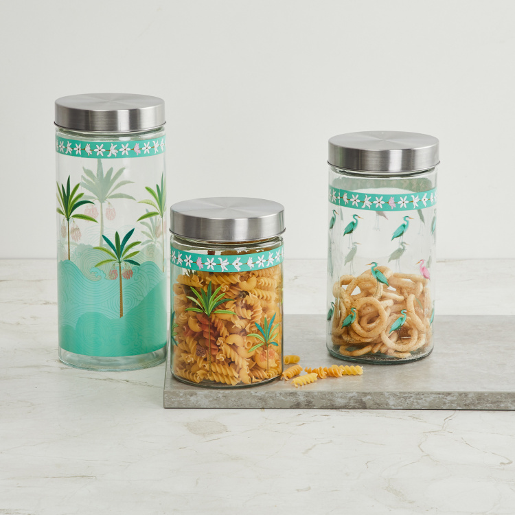 Tropical Retreat Printed 3-Piece Storage Jar Set
