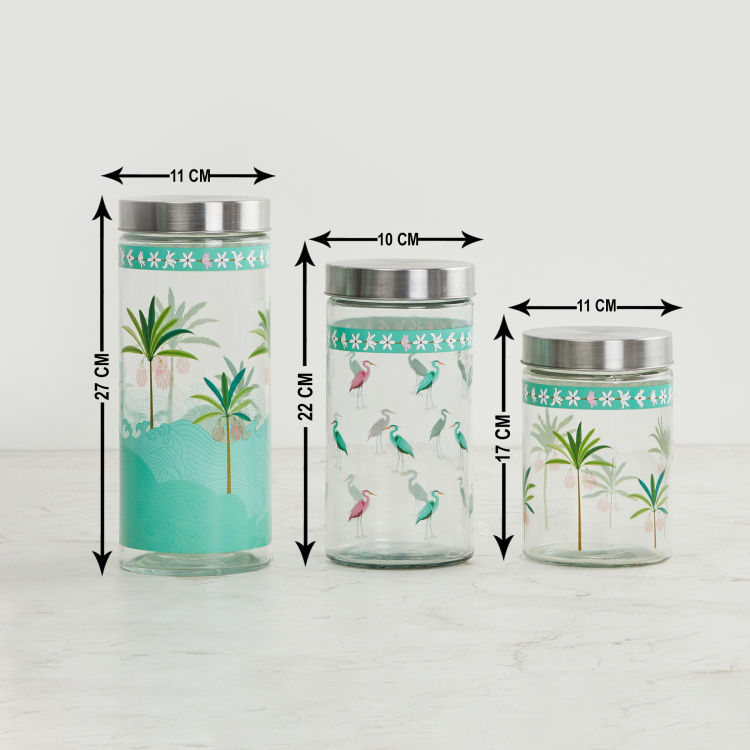 Tropical Retreat Printed 3-Piece Storage Jar Set