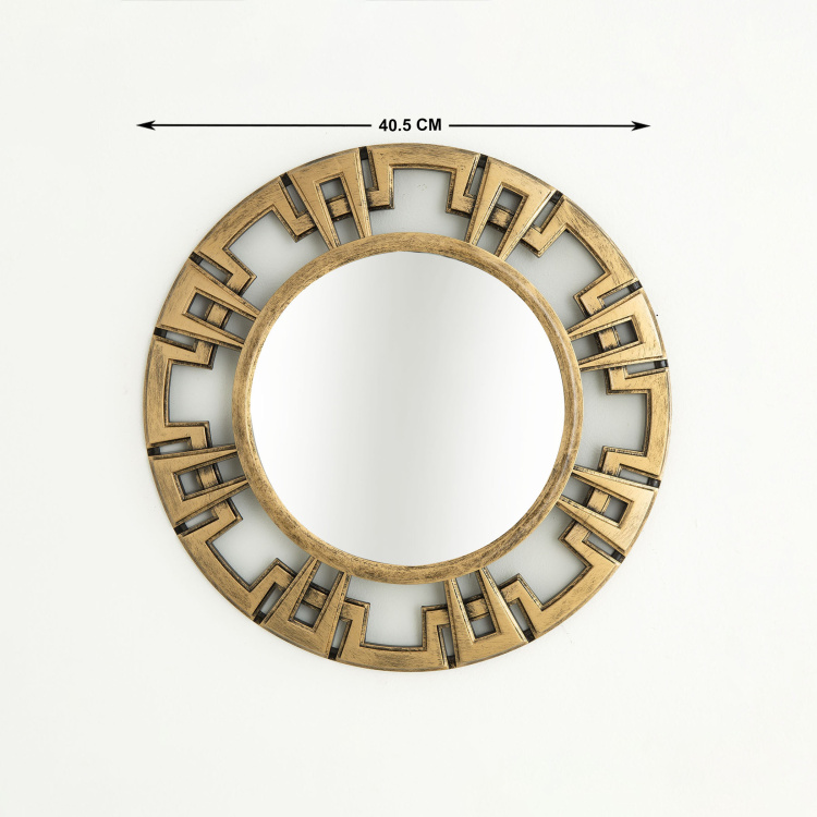 Ebony Round Set Of 2Pcs. Wall Clock, 1 Wall Mirror - Plastic - Transparent