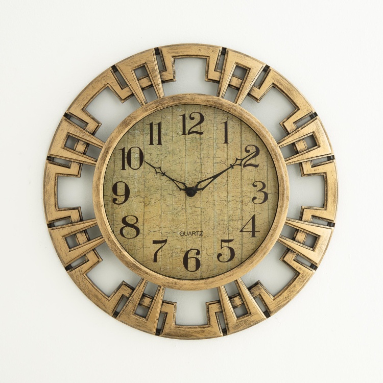 Ebony Round Set Of 2Pcs. Wall Clock, 1 Wall Mirror - Plastic - Transparent