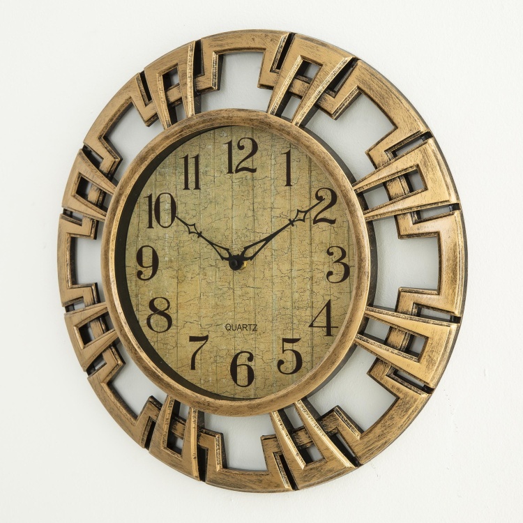 Ebony Round Set Of 2Pcs. Wall Clock, 1 Wall Mirror - Plastic - Transparent