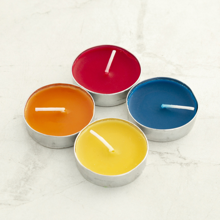 Luminescent  T-Light Candle : 3.9 cm  L x 3.9 cm  W x 1.5 cm  H - Multicolour- Set of 50Pcs