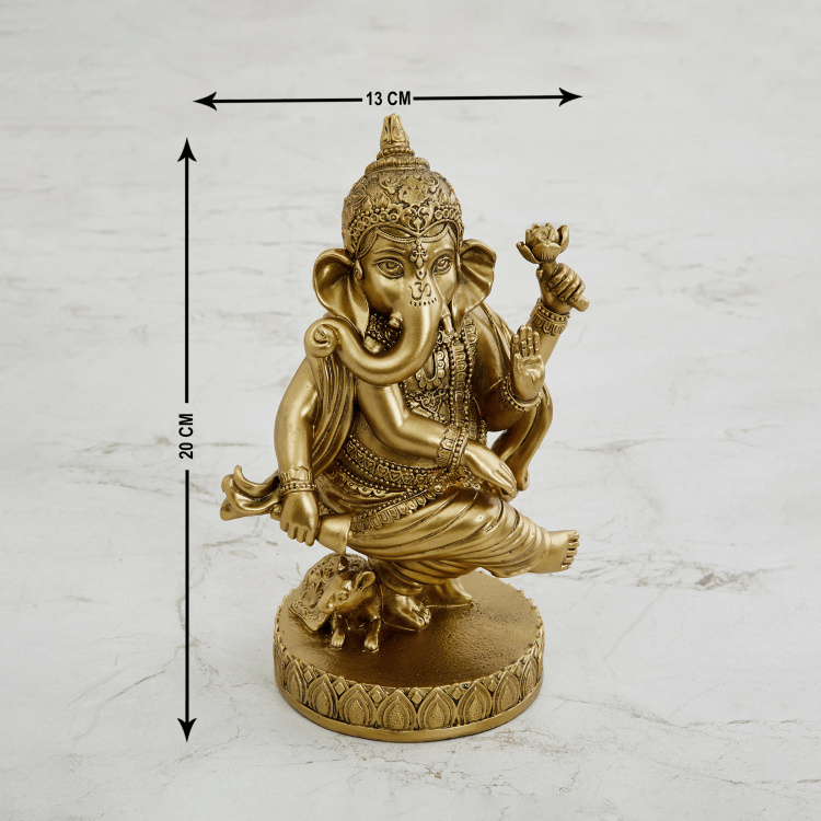 Dhayana Dancing Polyresin Ganesha Figurine - 13 cm L x 20 cm H