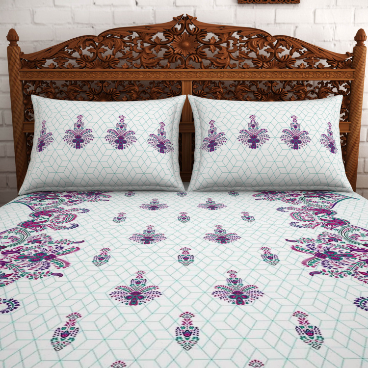 SPACES Celebrations Printed Double Bedsheet Set - 2.29 m x 2.74 m