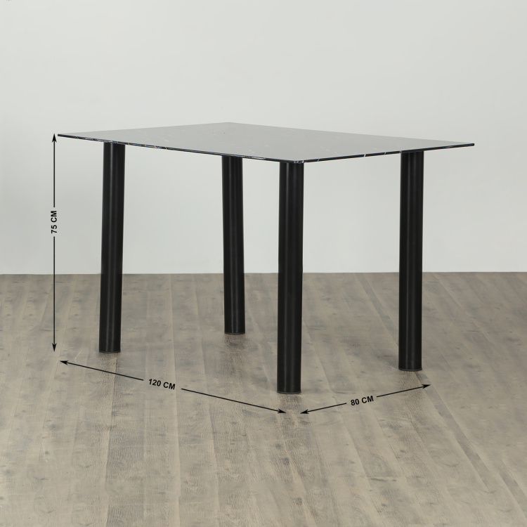 Helios Regina Four-Seater Dining Table with 4 Chairs - Black