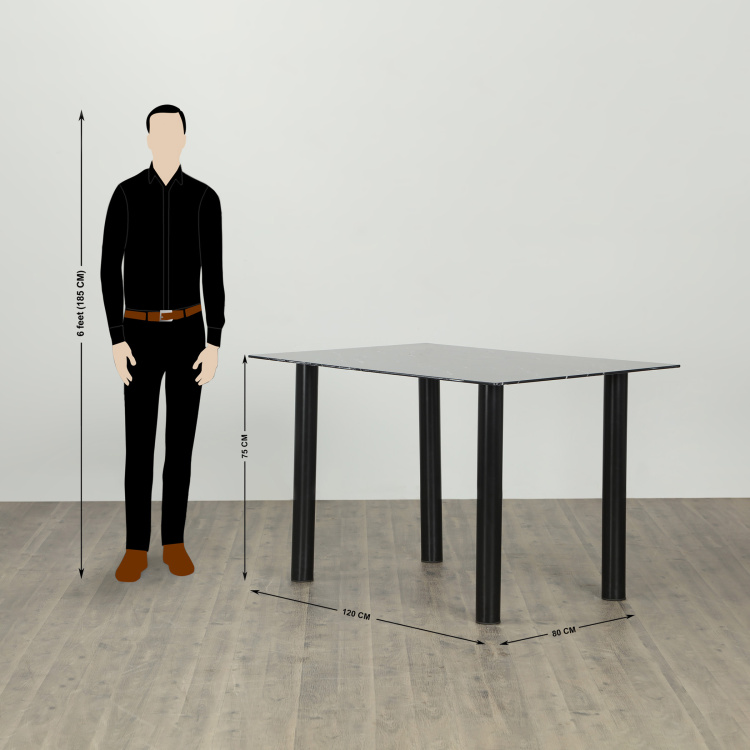 Helios Regina Four-Seater Dining Table with 4 Chairs - Black