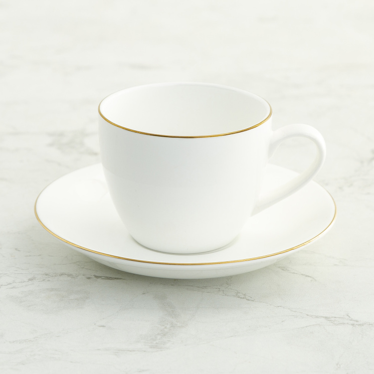 thumbnail image 2 of Chef-hub 9oz Ceramic Cup & Saucer Set – 12 Piece White Commercial Quality (6 Cups, 6 Saucers) 2 of 14