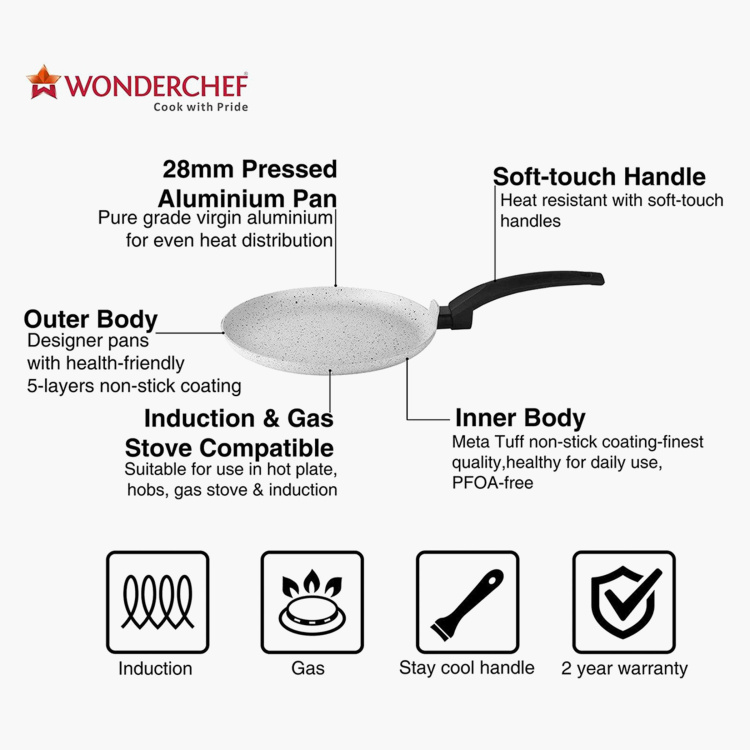 WONDERCHEF Romano Warm White Dosa Tawa -24 cm