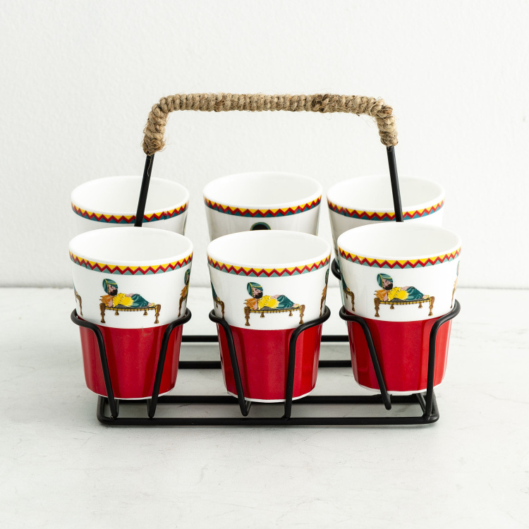 Highway Dhaba Cutting Chai Cup with Stand - Set of 6