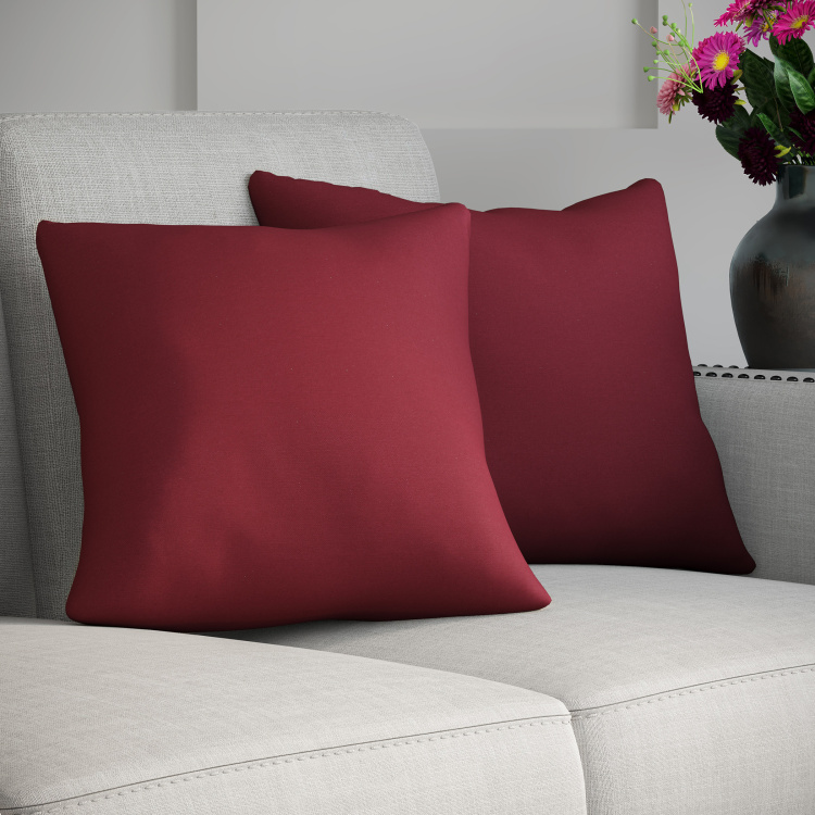 D'DECOR Red Velvet Cushion Cover - Set of 2 - 40 x 40 cm