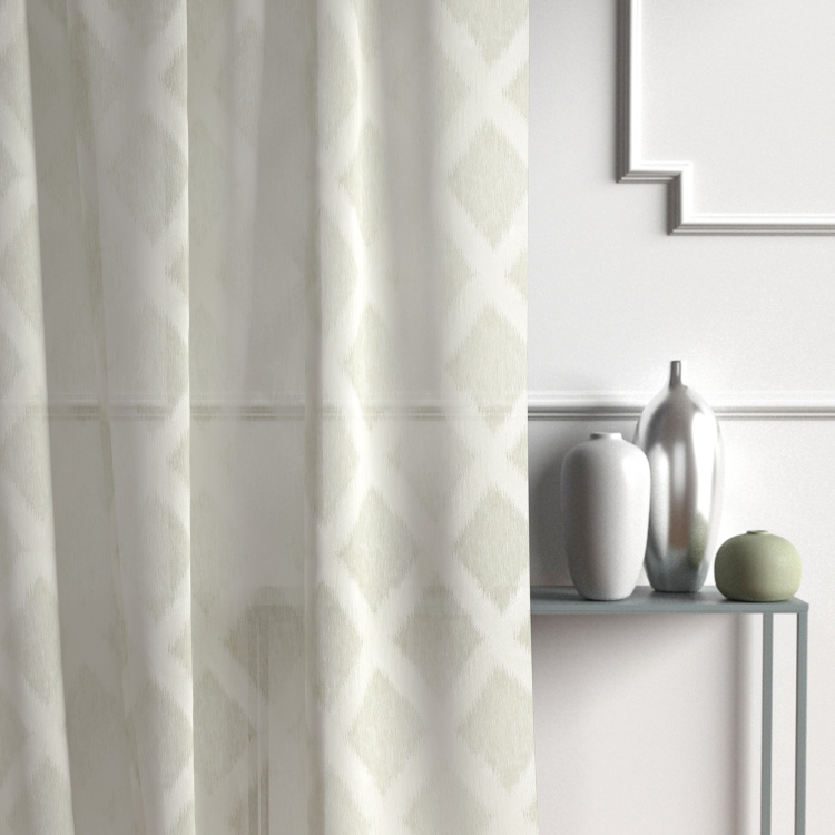 D'DECOR Hazel Wood Printed Window Curtain Pair - 1.35 m x 1.60 m