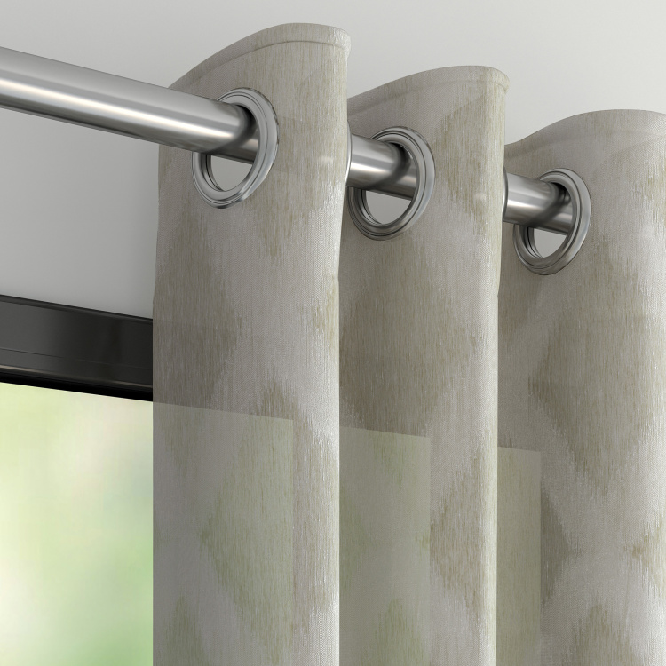 D'DECOR Hazel Wood Printed Window Curtain Pair - 1.35 m x 1.60 m