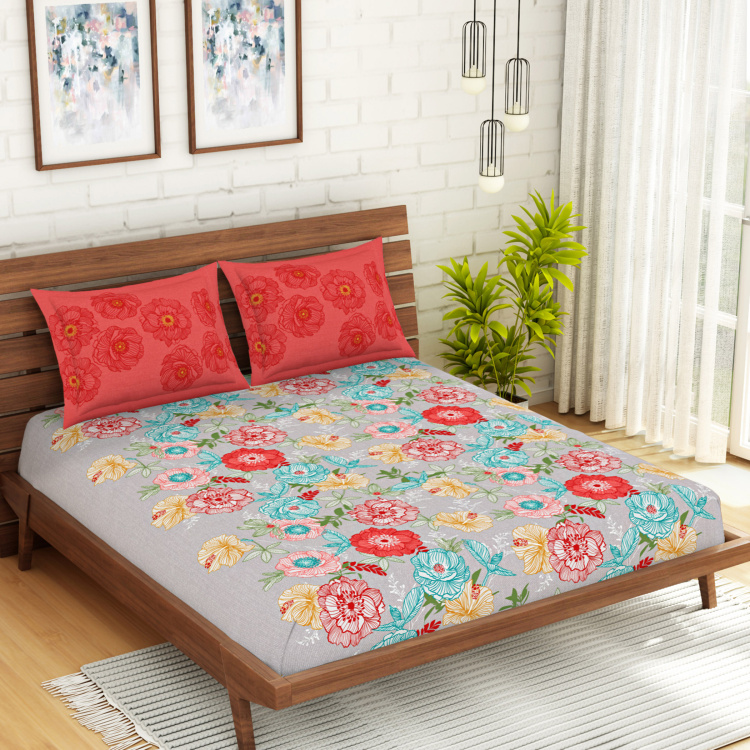 SPACES Atrium Printed 3-Pc. King Size Bedsheet Set - 2.24 x 2.74 m