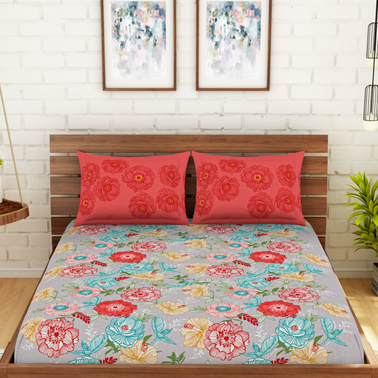 SPACES Atrium Printed 3-Pc. King Size Bedsheet Set - 2.24 x 2.74 m