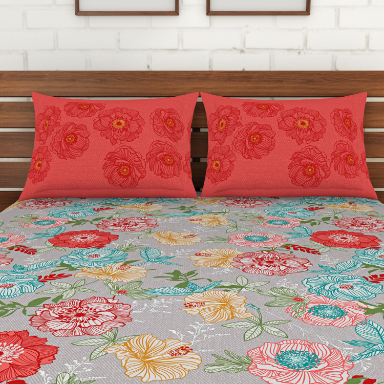 SPACES Atrium Printed 3-Pc. King Size Bedsheet Set - 2.24 x 2.74 m