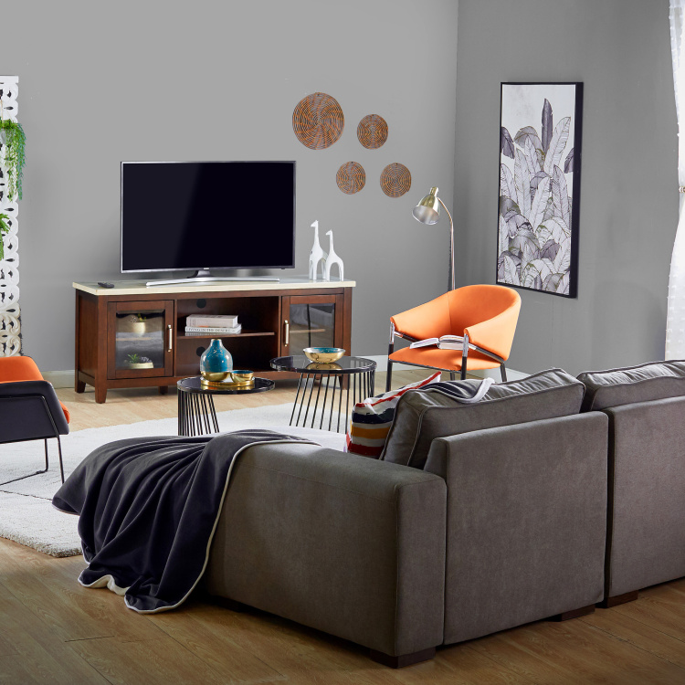 Ken 2-Door TV Unit with Marble Top for TVs up to 55 inches - Brown