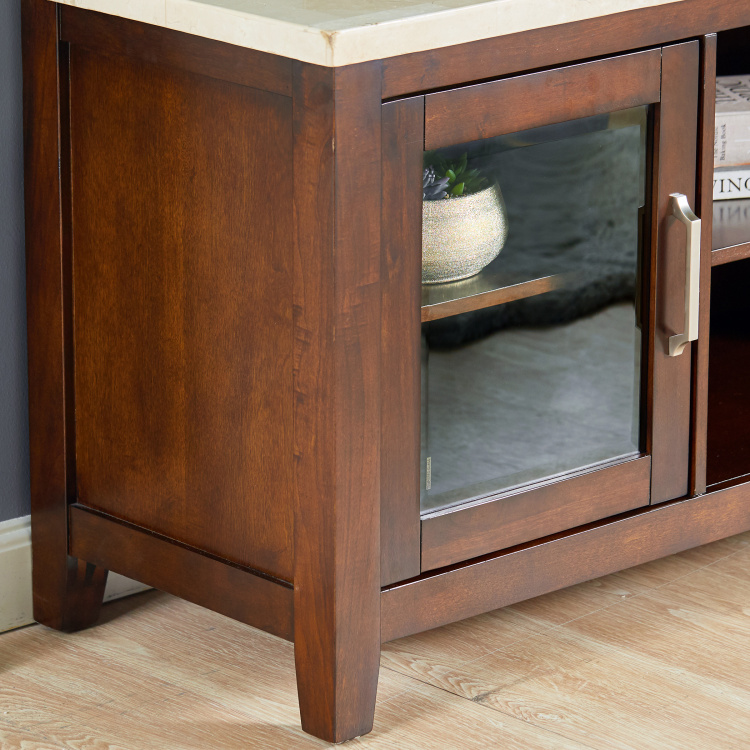 Ken 2-Door TV Unit with Marble Top for TVs up to 55 inches - Brown