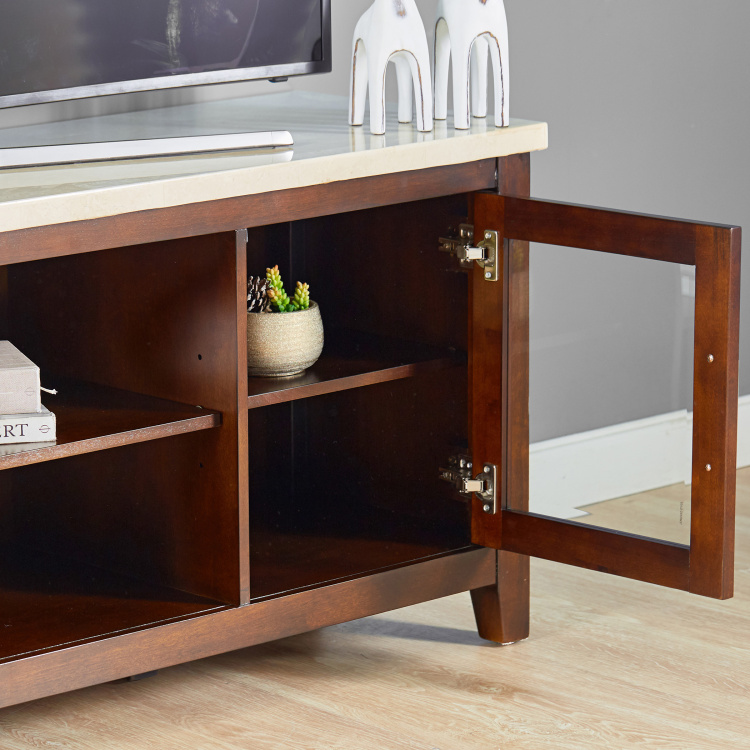 Ken 2-Door TV Unit with Marble Top for TVs up to 55 inches - Brown